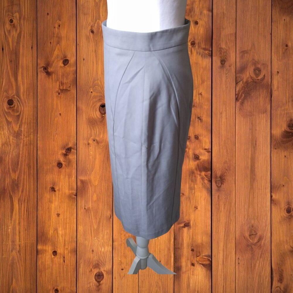 Ann Taylor Size 4 Gray Pencil Straight Skirt Back Pleat Business Office Career - Picture 2 of 4